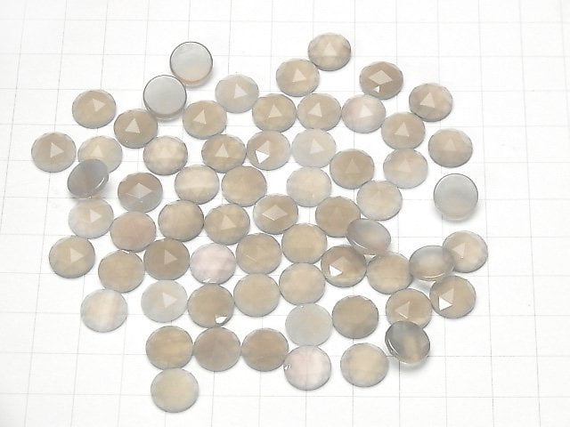 Grauer Onyx Rund Rosenschliff 10x10mm 5 Stück