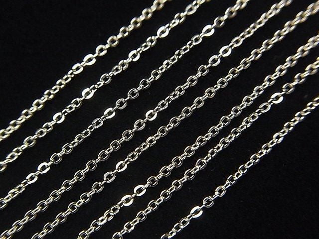 Silver 925 Flat Cable Chain 1.2mm Rhodium Plated 10cm