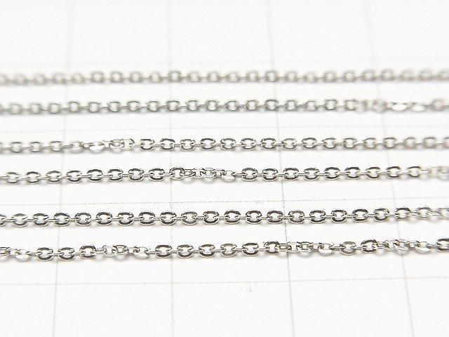 Silver 925 Flat Cable Chain 1.2mm Rhodium Plated 10cm