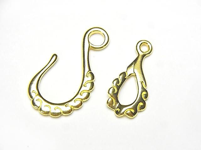 Crochet et connecteur en argent 925 plaqué or 18 carats 1 paire