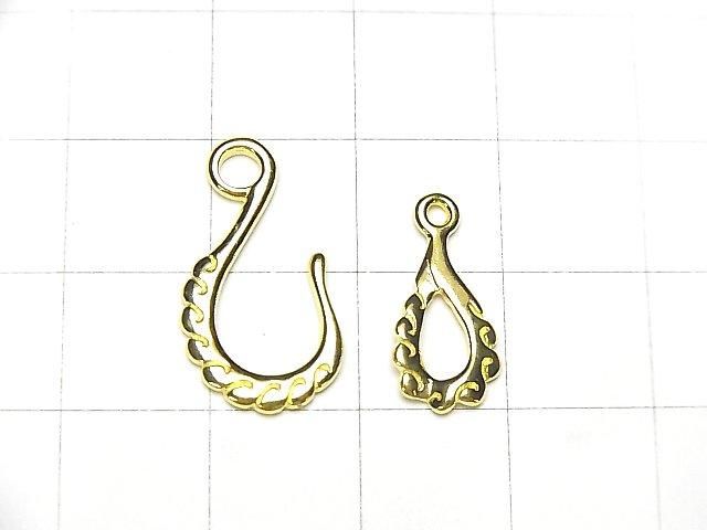 Crochet et connecteur en argent 925 plaqué or 18 carats 1 paire