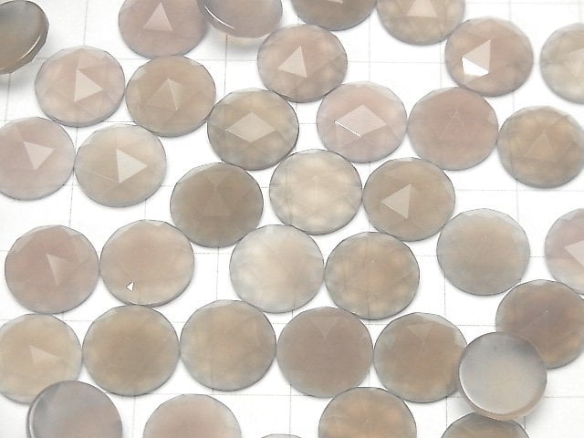 Grauer Onyx Rund Rosenschliff 12x12mm 4 Stück