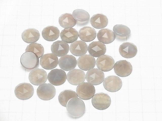 Grauer Onyx Rund Rosenschliff 14x14mm 4 Stück