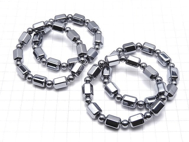 Terahertz 6Facettierter Tube 13x10mm & Rund 6.5mm Armband