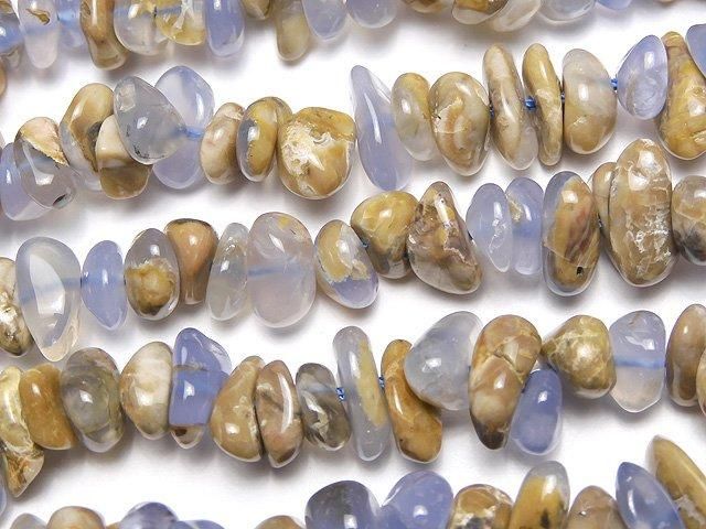 Argentine Natural Color Blue Chalcedony AA Nugget (Chips) with Matrix, 1-strand beads (approx. 15 inches/38 cm)