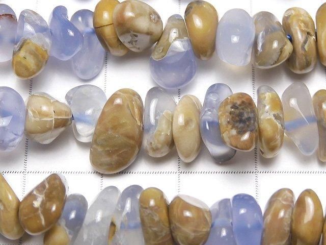 Argentine Natural Color Blue Chalcedony AA Nugget (Chips) with Matrix, 1-strand beads (approx. 15 inches/38 cm)
