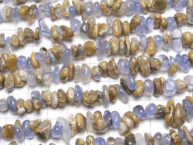 Argentine Natural Color Blue Chalcedony AA Nugget (Chips) with Matrix, 1-strand beads (approx. 15 inches/38 cm)