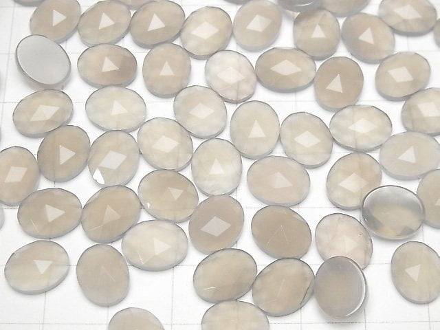 Grauer Onyx Oval Rose Cut 10x8mm 4Stück