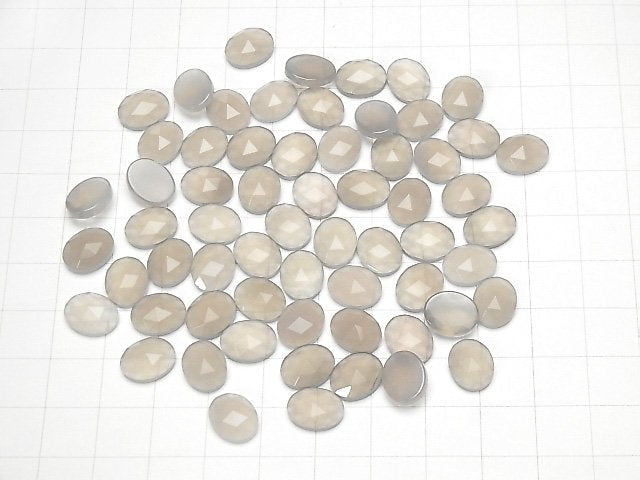 Grauer Onyx Oval Rose Cut 10x8mm 4Stück
