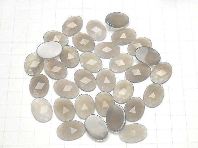 Grauer Onyx Oval Rose Cut 18x13mm 4Stück