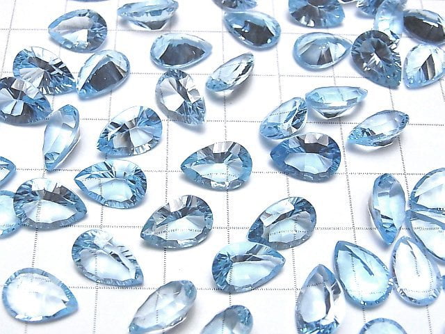 Hochwertiger Himmelblauer Topas AAA Lose Stein Birnenform Konkavschliff 11x8mm 1 Stück