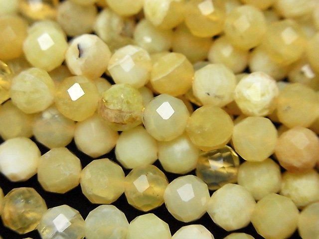 高品質!黃色蛋白石 AA+ 刻面圓珠 6毫米 1串(約15英吋/36公分)