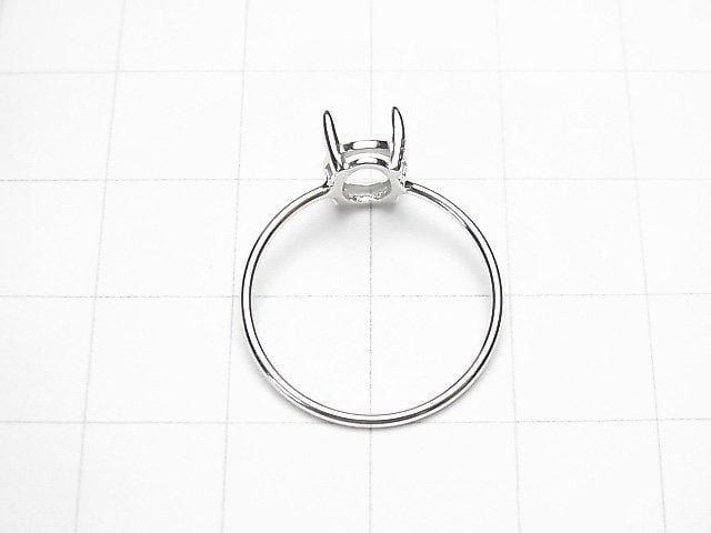 Silber925 Ringfassung (Krappenfassung) oval facettiert 8x6mm rhodiniert 1 Stück