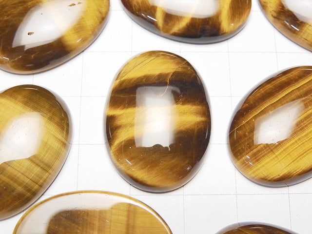 Yellow Tiger's Eye AA++ Oval Cabochon 30x22mm 1pc