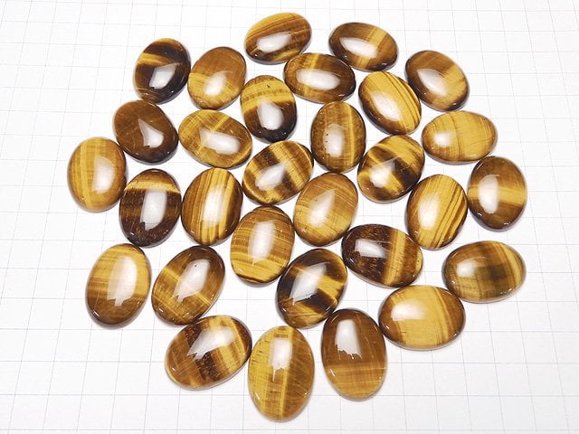 Yellow Tiger's Eye AA++ Oval Cabochon 30x22mm 1pc