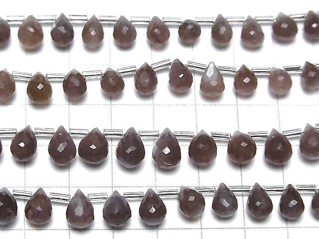 Hochwertiger Brauner Mondstein AAA- Tropfen Facettierte Briolette 1Strang Perlen (ca. 7 Zoll / 18 cm)