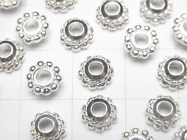 Silber 925 Rondelle 6,5x6,5x3mm Weißes Silber 2Stk