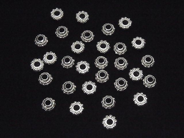 Silber 925 Rondelle 6,5x6,5x3mm Weißes Silber 2Stk