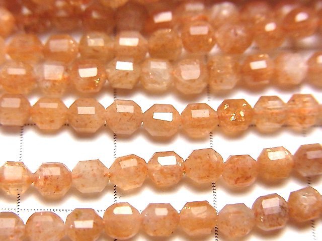 高品質!太陽石 AA+ 雙尖刻面管珠 4x4mm 1串 (約15英吋 / 37公分)