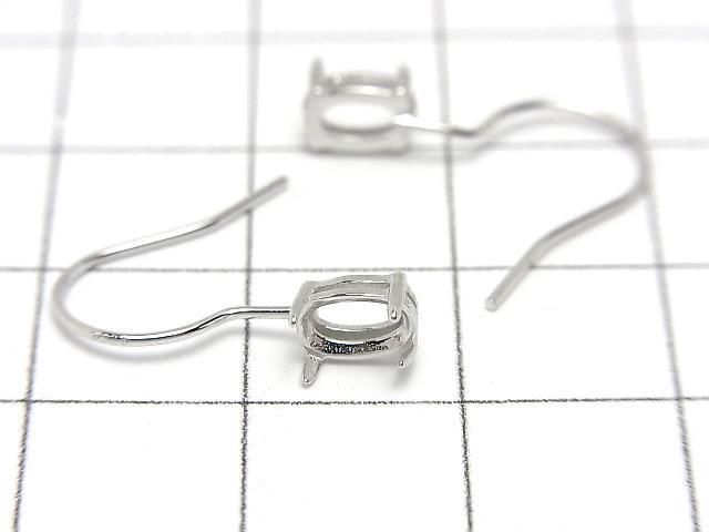 Silber925 Ohrdrahtrahmen (Krappenfassung) Oval facettiert 6x4mm rhodiniert 1 Paar