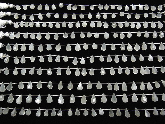 Weißer Mondstein AAA Roh Tropfen facettiert Briolette 1Strang Perlen (ca. 7 Zoll / 18 cm)