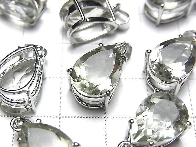 高品質綠紫水晶 AAA 梨形刻面吊墜 14x10mm 925銀