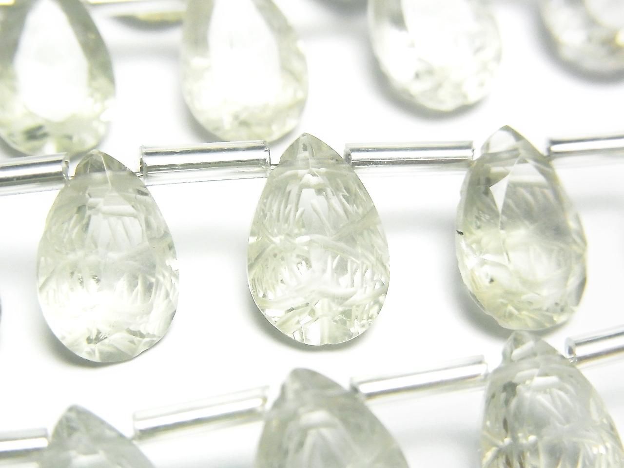 Améthyste Verte Haute Qualité AAA Taillée en Poire Facettée 12x8mm 1 Rang (8pcs)