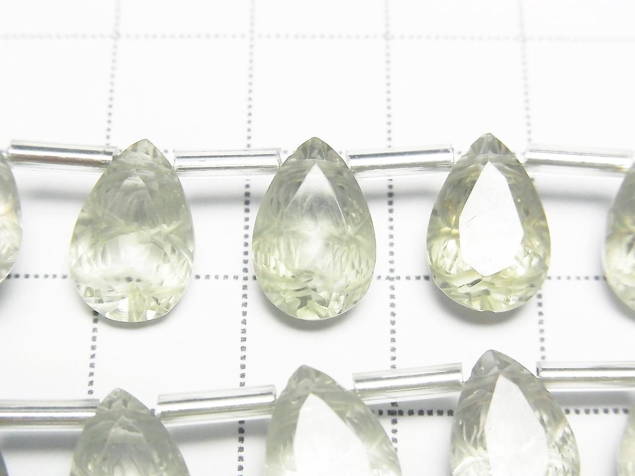 Améthyste Verte Haute Qualité AAA Taillée en Poire Facettée 12x8mm 1 Rang (8pcs)