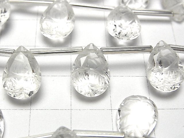高品質水晶 AAA 梨形刻面 14x10mm 1串珠子 (8顆)