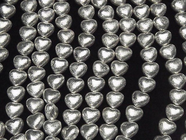 Copper Vertical Hole Heart 10x10x7mm Silver Coated Half or 1-Strand Beads (approx. 7inch/18cm)