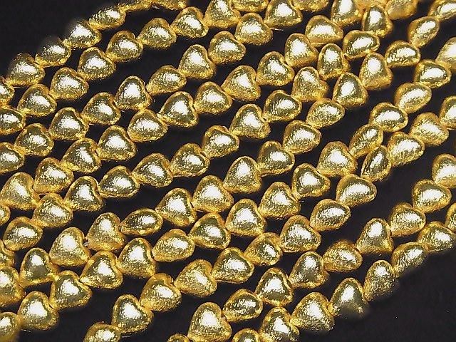 Copper Vertical Hole Heart 8x8x6mm 18KGP half or 1strand beads (aprx.7inch/18cm)