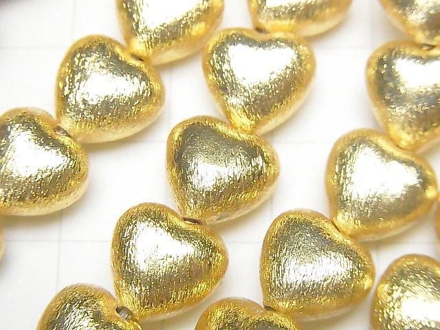 Copper Vertical Hole Heart 10x10x7mm 18KGP half or 1strand beads (aprx.7inch/18cm)