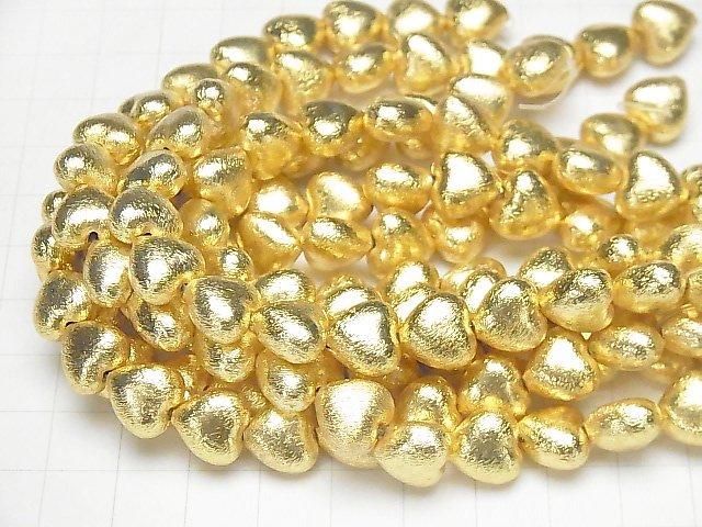 Copper Vertical Hole Heart 10x10x7mm 18KGP half or 1strand beads (aprx.7inch/18cm)