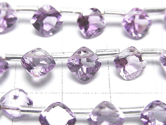 高品質紫水晶 AAA 鑽石切割刻面 7x7mm 1 串珠子 (18 顆)