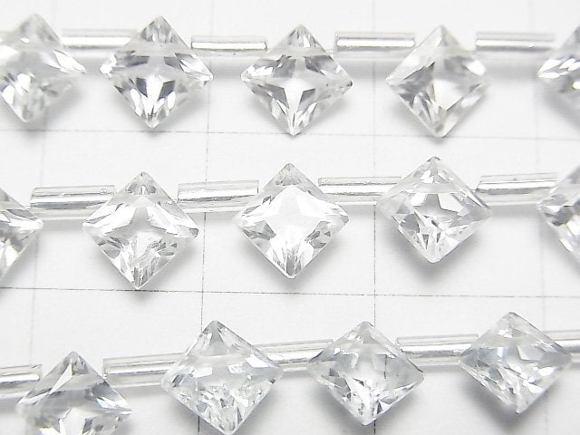 高品質白色拓帕石 AAA 級 方形切割 7x7mm 串珠 (18顆)