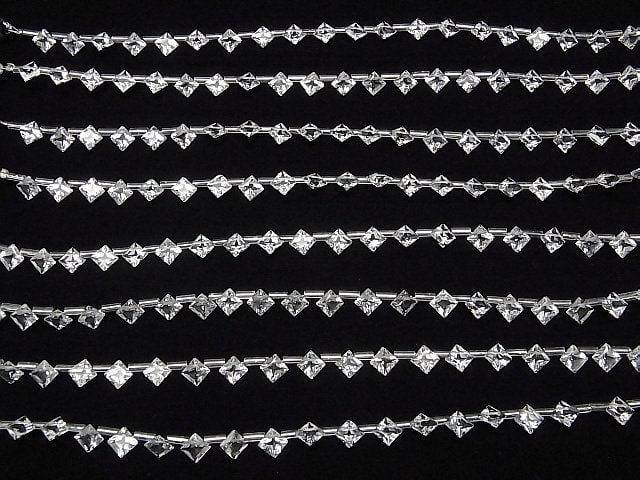 Hochwertiger weißer Topas AAA Diamant-Prinzessschliff 7x7mm 1 Strang Perlen (18 Stück)