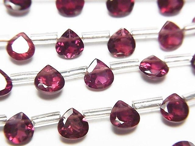 高品質 鐵鋁榴石 石榴石 AAA 栗色 切面 5x5公釐 半串或1串珠子 (18顆)