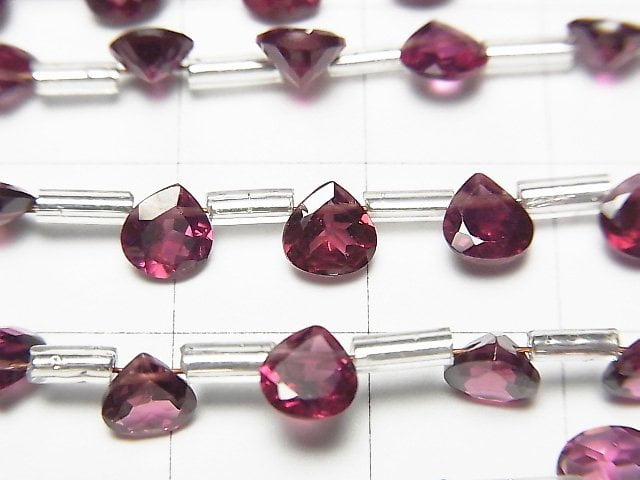 高品質 鐵鋁榴石 石榴石 AAA 栗色 切面 5x5公釐 半串或1串珠子 (18顆)