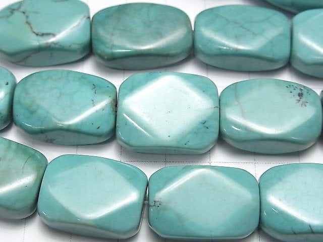 菱鎂礦綠松石刻面長方形22x15mm 半串或1串珠子 (約15英吋/36公分)