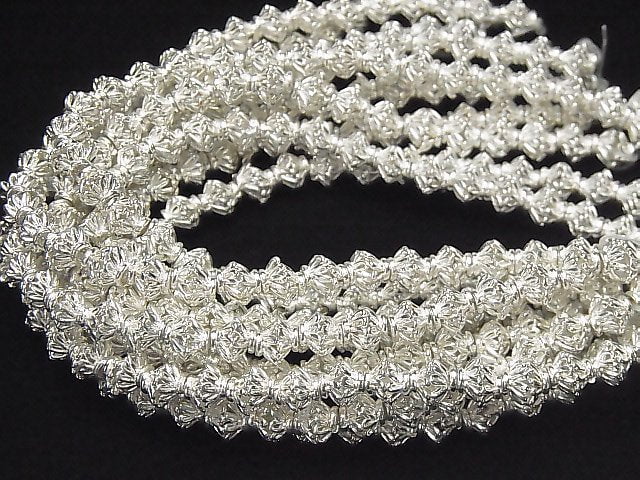 Copper Bead cap 6x6x3mm silver coating 1strand beads (aprx.7inch / 18cm)