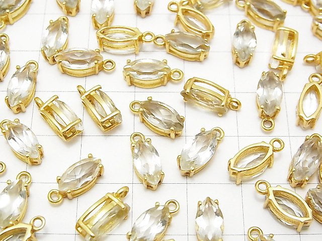 Hochwertiger grüner Amethyst AAA Zargenfassung Marquise Facettiert 10x5mm 18KGP 2 Stück