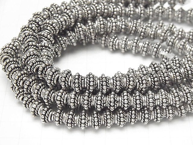 Copper Rondelle 9x9x5mm Silver Coating Oxidized Finish half or 1strand beads (aprx.7inch / 18cm)