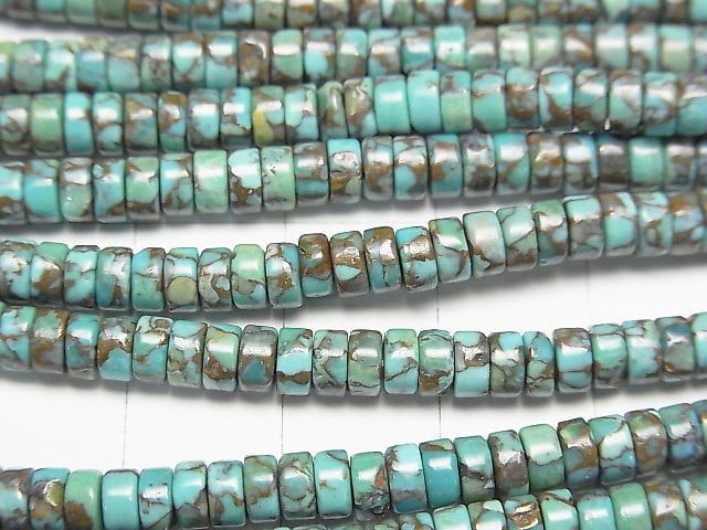 Blue Copper Turquoise AAA Rondelle (Heishi) 4x4x2mm half or 1strand beads (aprx.15inch/38cm)