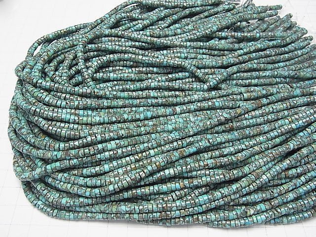 Blue Copper Turquoise AAA Rondelle (Heishi) 4x4x2mm half or 1strand beads (aprx.15inch/38cm)