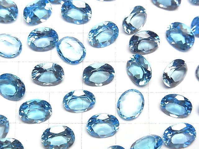 Hochwertiger Schweizer blauer Topas AAA lose Stein Oval Facettiert 10x8mm 1 Stück