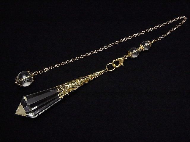 Pendule en cristal de quartz AA++ 70x16x16mm avec chaîne couleur or 1 pc