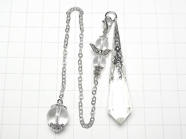 水晶石英 AA++ 擺錘 70x16x16mm 銀色鏈條 1入
