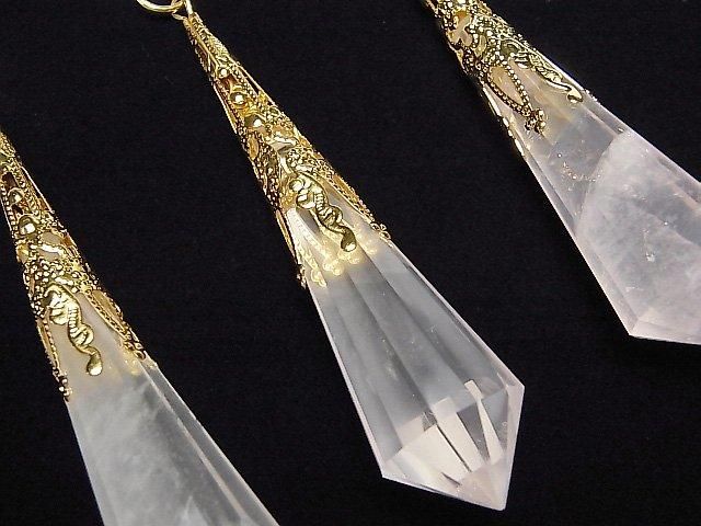 Pendentif en quartz rose AA++ 70x16x16mm avec chaîne couleur or 1 pièce