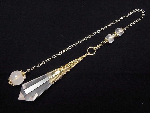 Pendentif en quartz rose AA++ 70x16x16mm avec chaîne couleur or 1 pièce