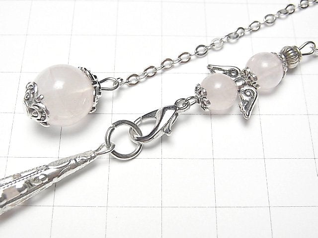 Rosenquarz AA++ Pendel 70x16x16mm mit Kette silberfarben 1 Stück